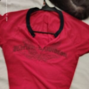 Harley-Davidson Red Tee with Black Trim and Logo